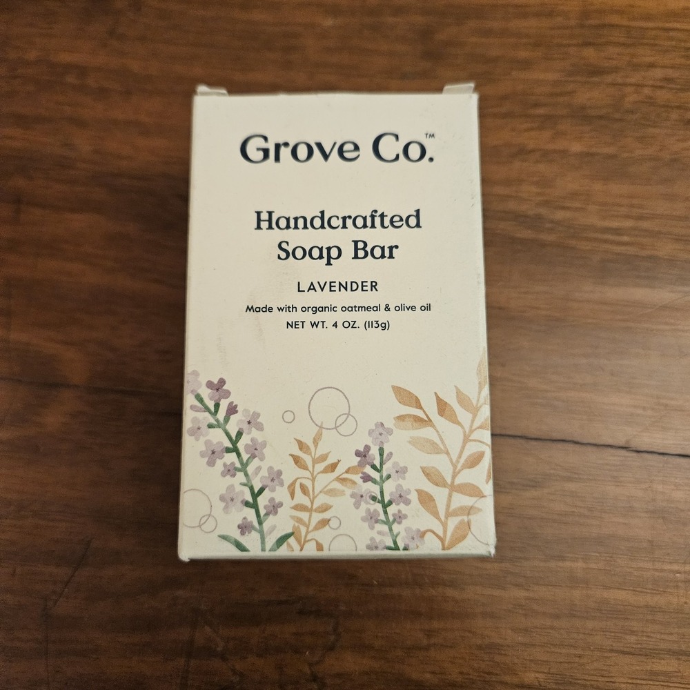 GROVE CO Handcrafted Soap Bar‎ - Lavender w/Organic Oatmeal + Olive Oil - 4 Oz